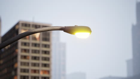 streetlight in a post-apocalyptic city