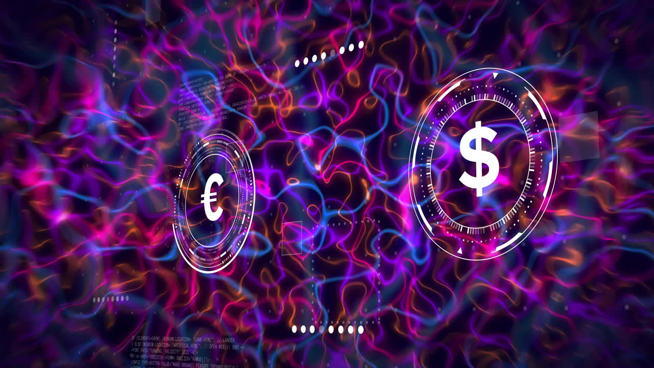 Currency exchange symbols euro and dollar with colorful animation in school setting
