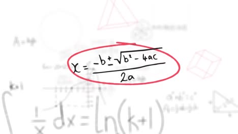 animation of mathematical equations over on white background