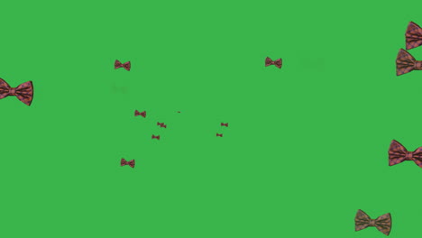 animation of bow ties floating over green background