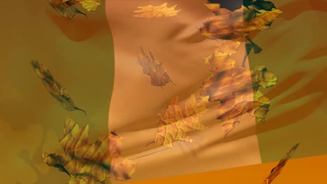 animación de la bandera de nigeria y las hojas que caen