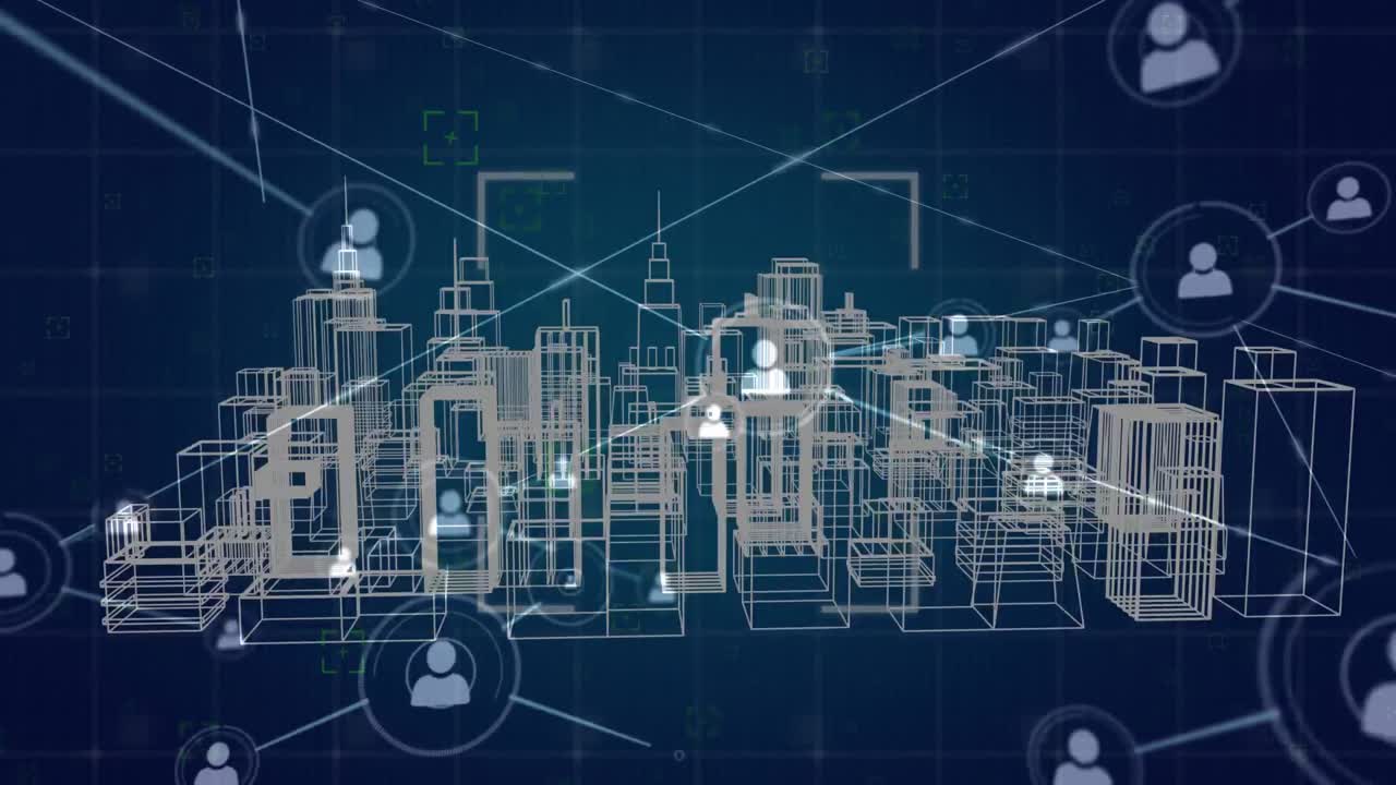 도시에서 프로필 아이콘과 가상 건물