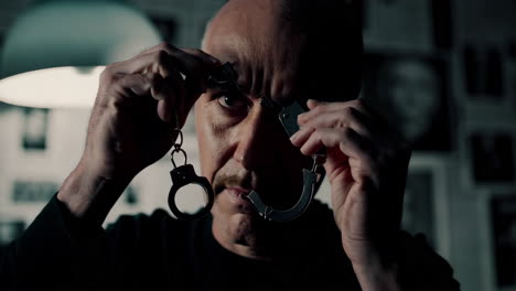 mysterious man and handcuffs