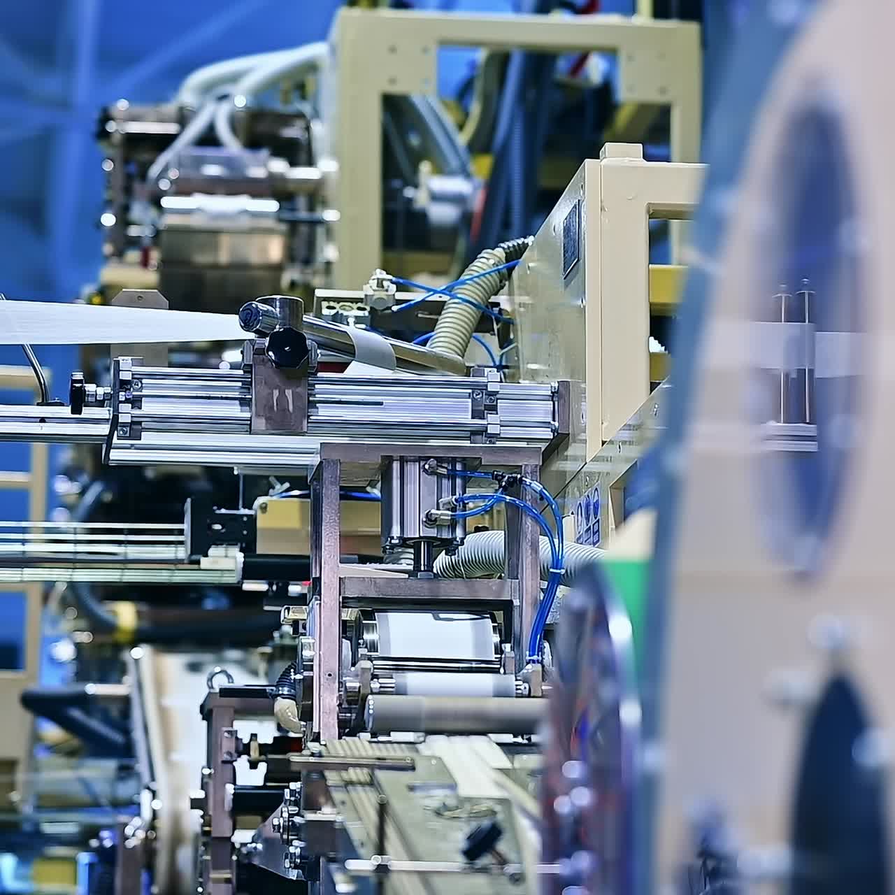 Manufacturing automated technology for making diapers. Rotation roller of cellulose