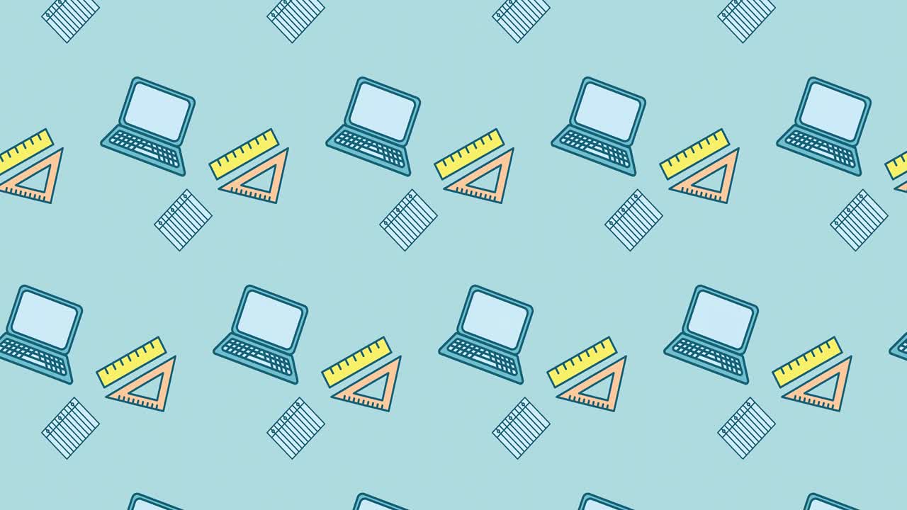 학교 아이템 아이콘의 애니메이션이  ⁇  배경에 움직입니다.