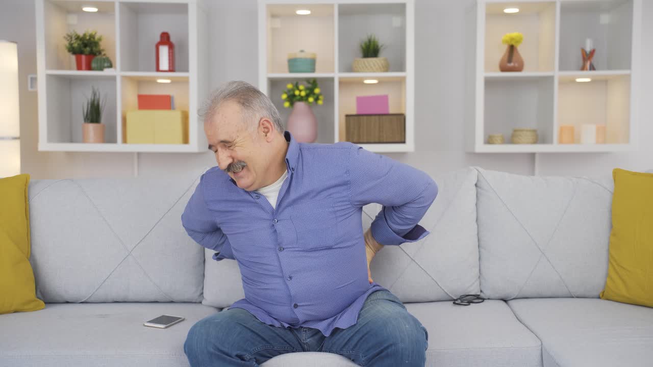 Man with hernia pain.