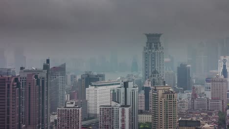 rainy day panorama 4k time lapse from shanghai