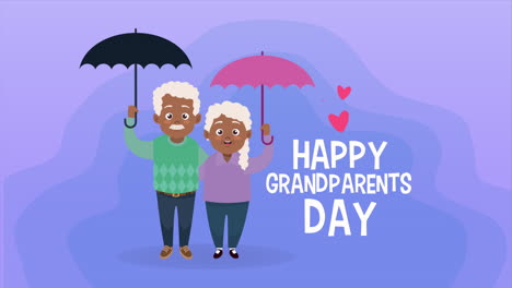feliz tarjeta de día de los abuelos con afro pareja de viejos amantes