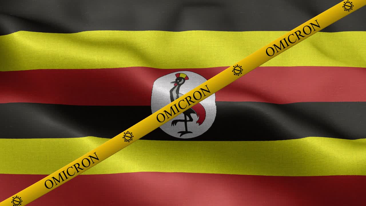 variante omicron y franja de prohibición en la bandera de uganda - bandera de uganda