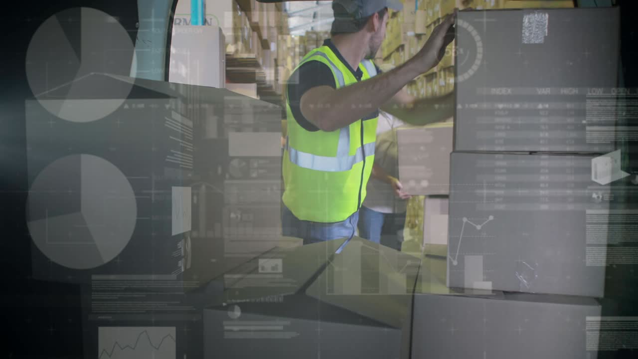 animación de estadísticas y procesamiento de datos financieros sobre el repartidor