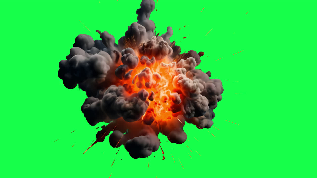 Large explosion animated overlay, transparent 4K video, alpha channel, ProRes 4444