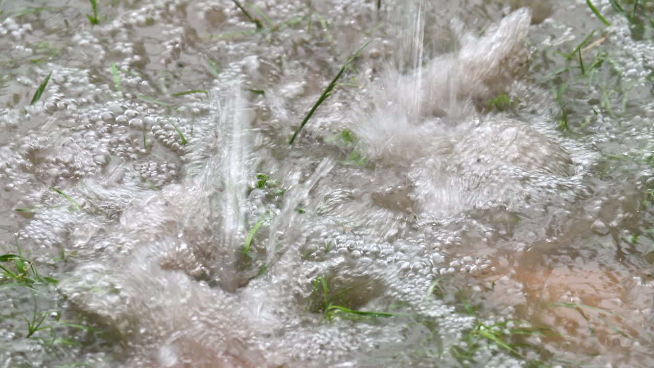 Heavy rain in Spain in spring, slow motion