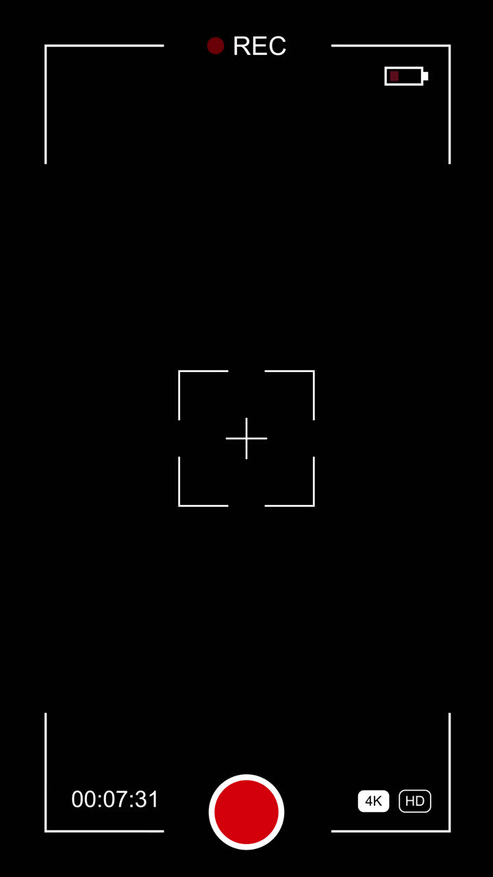 Camera Recording Interface Overlay with Black Background