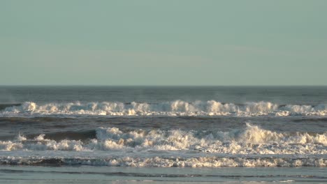 Extreme-Waves-Crashing-In-Atlantic-Ocean-On-A-Sunset---New-Jersey,-USA---medium-shot