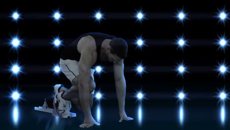 el deportista está corriendo contra las luces parpadeantes.