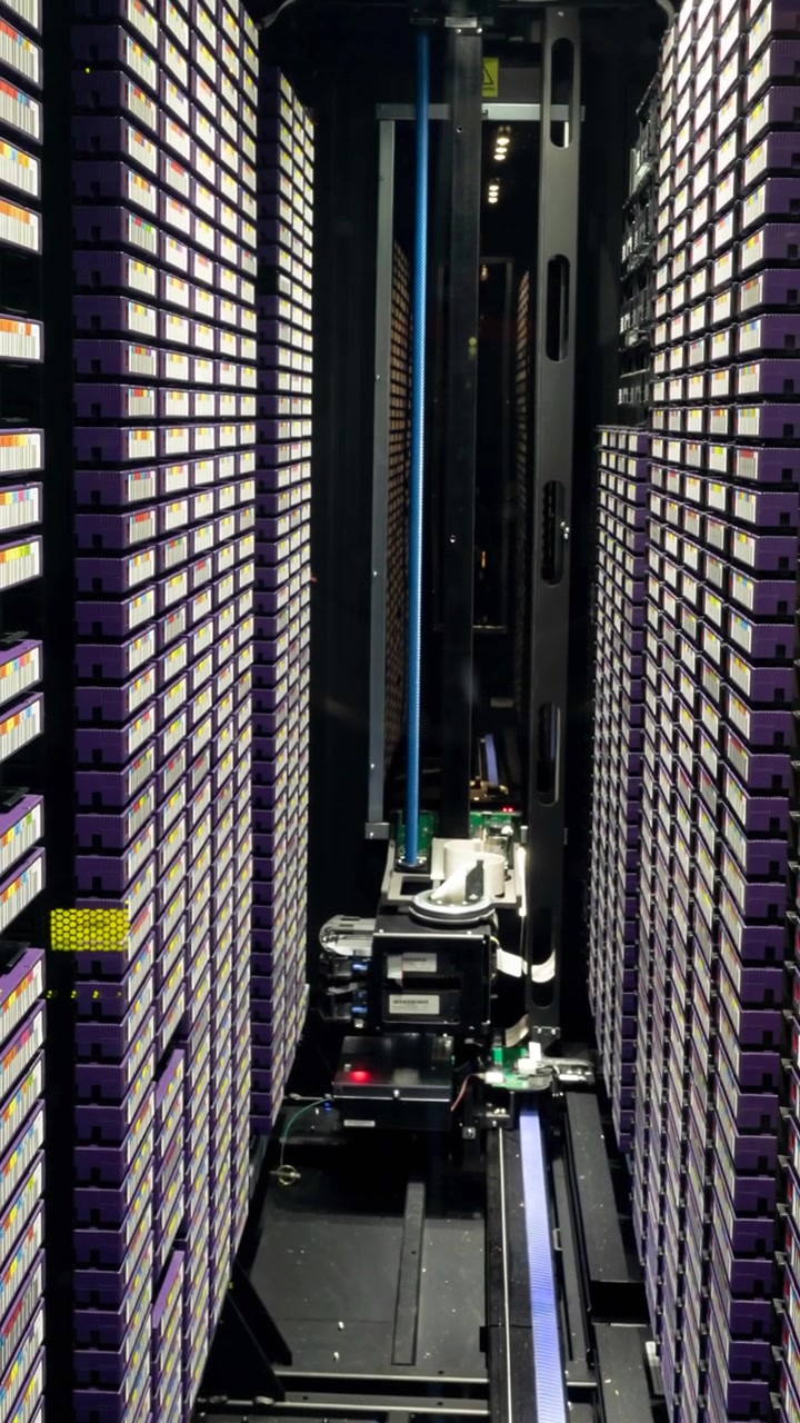 Video of empty corridor with rows of computer servers
