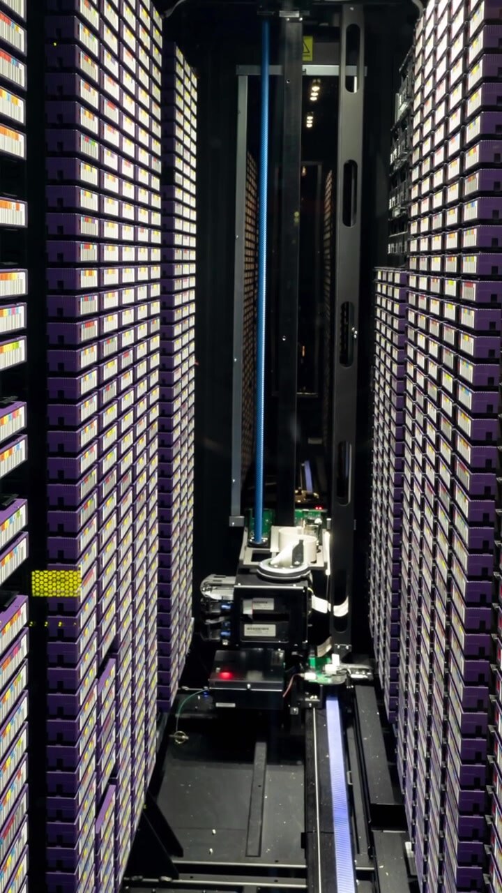 Video of empty corridor with rows of computer servers