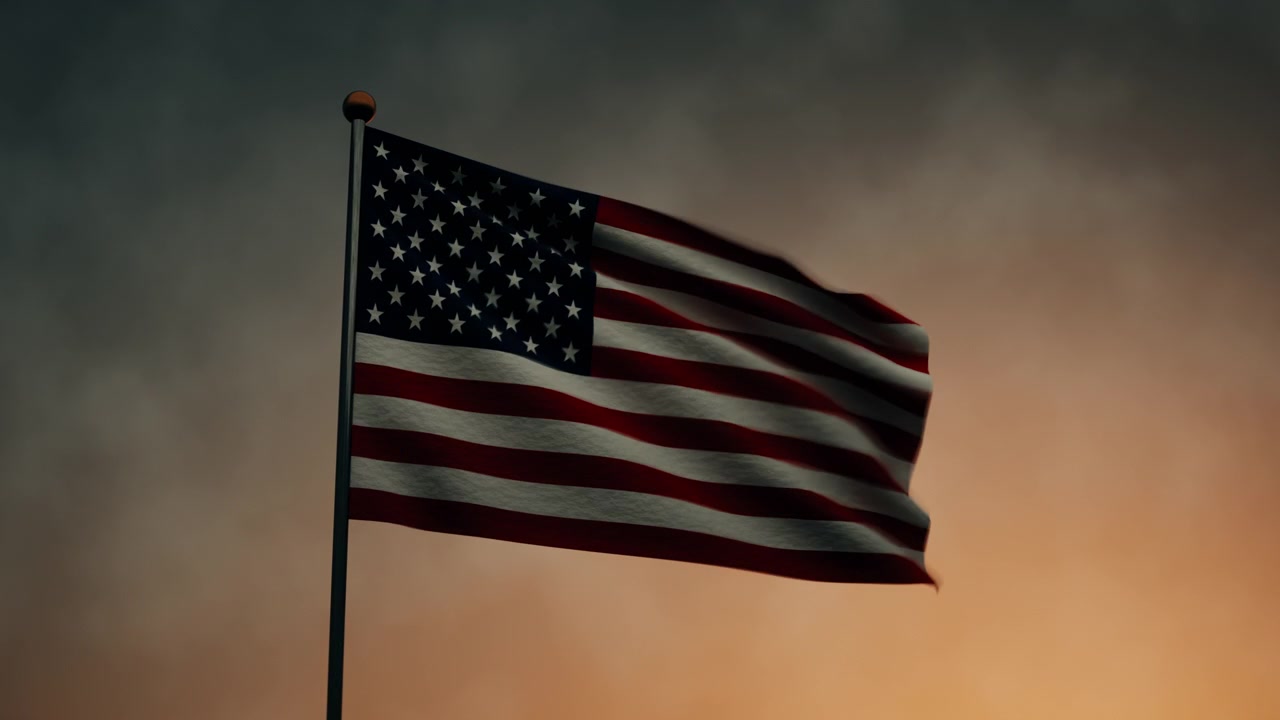 Amerikansk flagg som vaier for uavhengighetsdagen