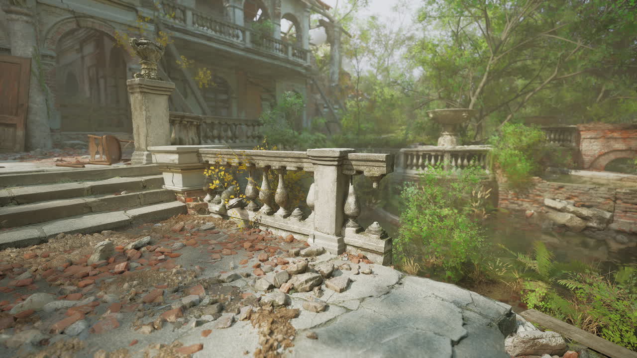 자연으로 뒤인 폐허가 된 건물