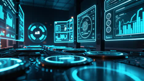 futuristic digital data interface and cybernetic technology