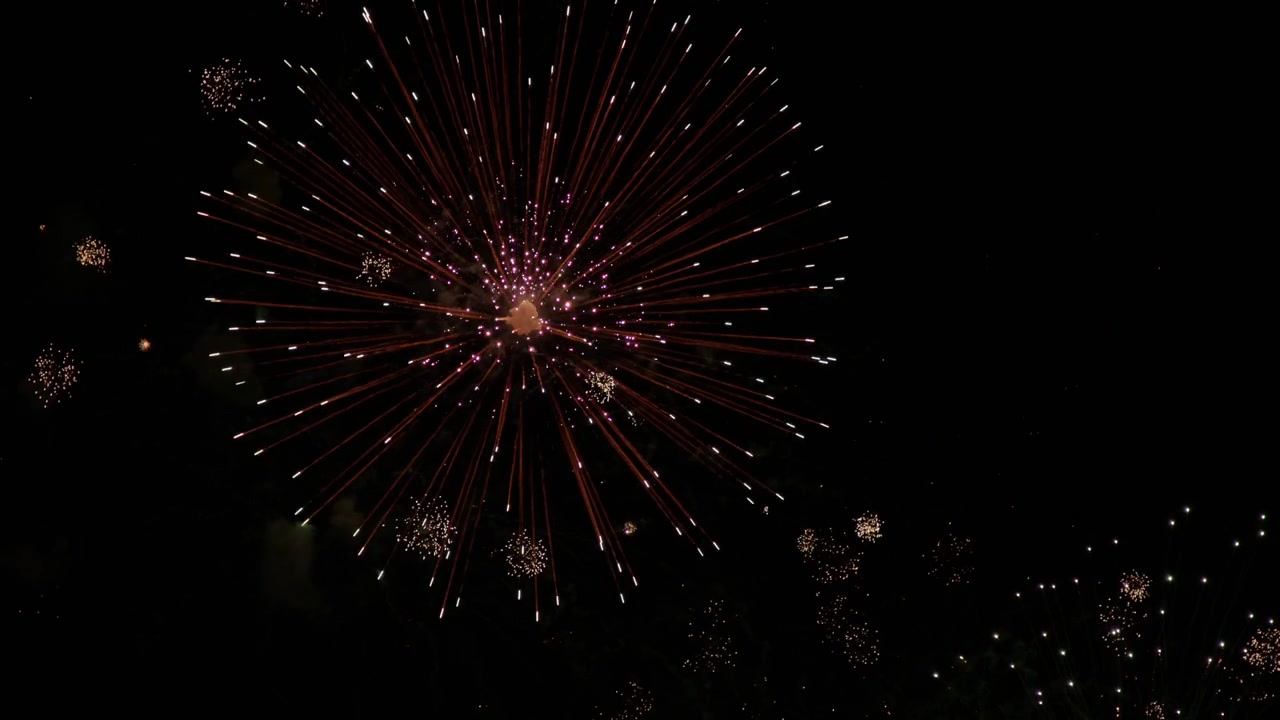 Fireworks Display In The Night Sky During 2026 Adachi Fireworks Festival in Tokyo, Japan. Wide Shot