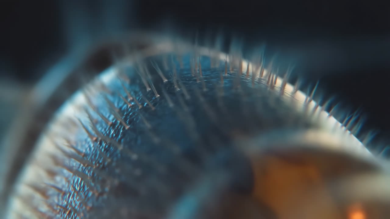 Macro Close-Up of Textured Surface with Fine Filaments