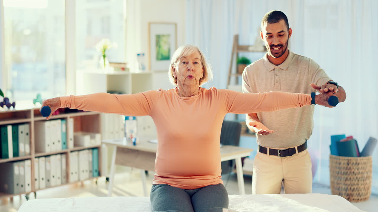 Physiotherapy, senior woman