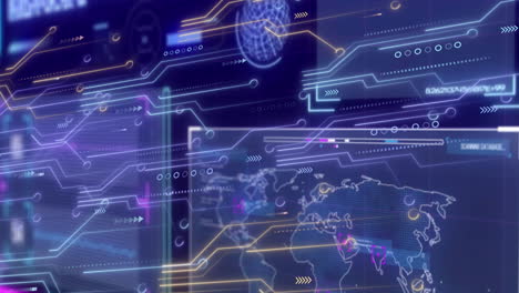 animación de una placa de circuito de computadora sobre el procesamiento de datos sobre un fondo negro