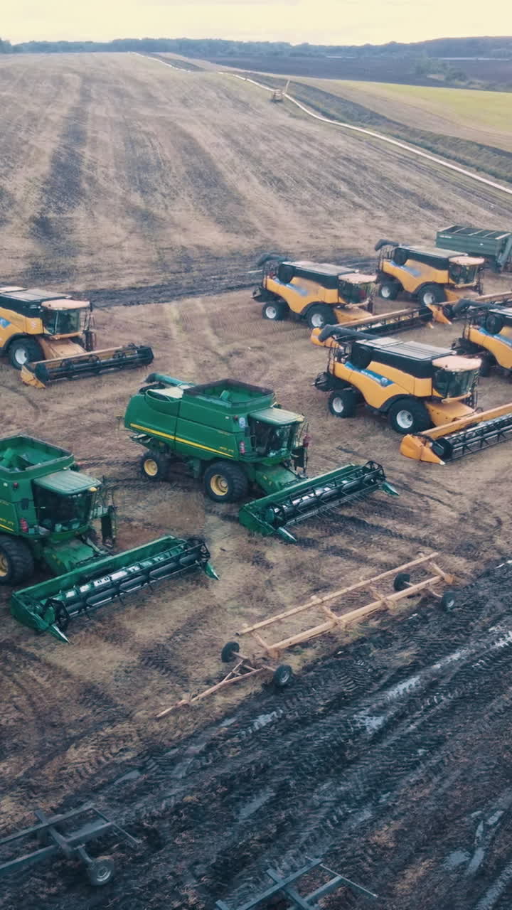 Harvesting machines on the field