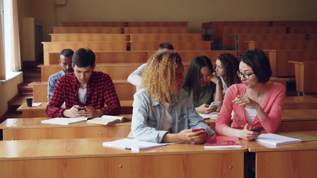 Students Collaborating in a Lecture Hall
