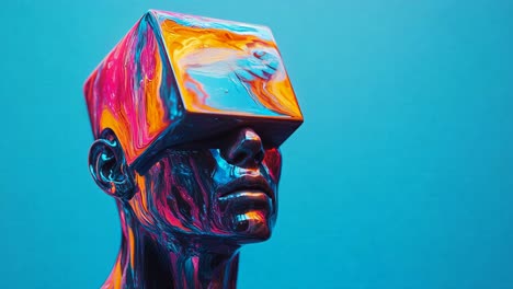 futuristic vr head sculpture