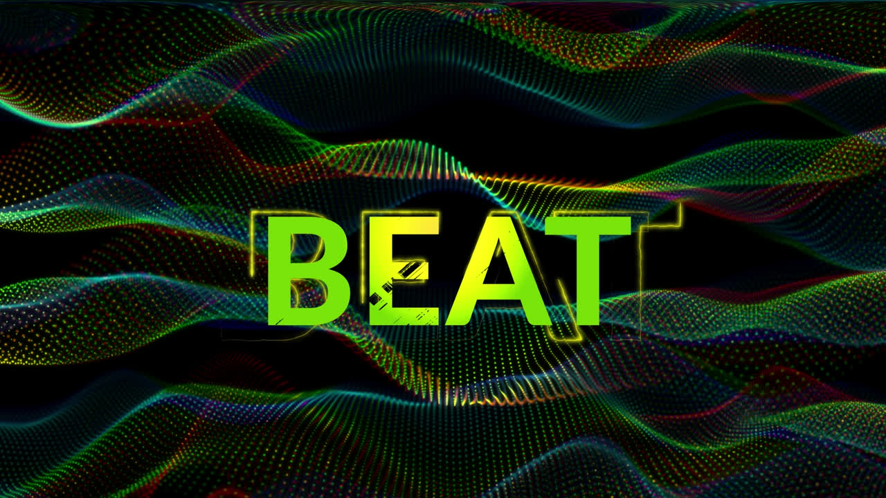 animación de texto de ritmo sobre fondo negro con ondas