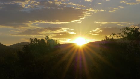Sunrise-Over-Provencal-Countryside-With-Hills-And-Forest-in-slowmotion-it's-golden-hour