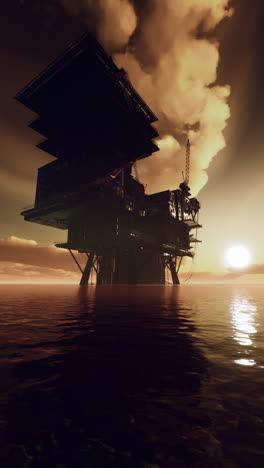 oil rig at sunset