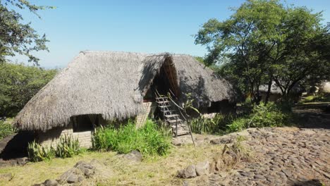 hand-built thatched-roof cob house with eco-friendly loft design