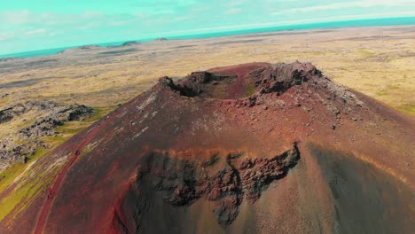 aerial view of saxholl crater in iceland