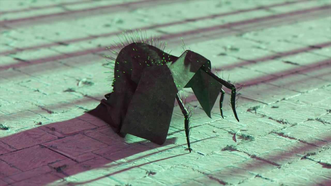 돌 위에 있는 어두운 외계 생명체