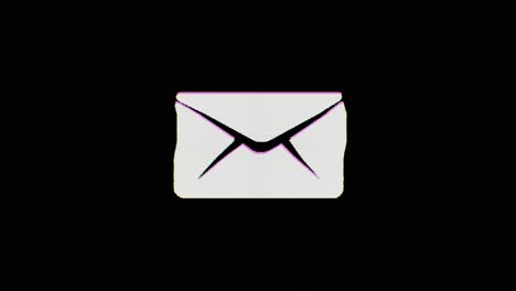 a mail or letter icon glitches in, wavers for a few seconds, and then glitches out