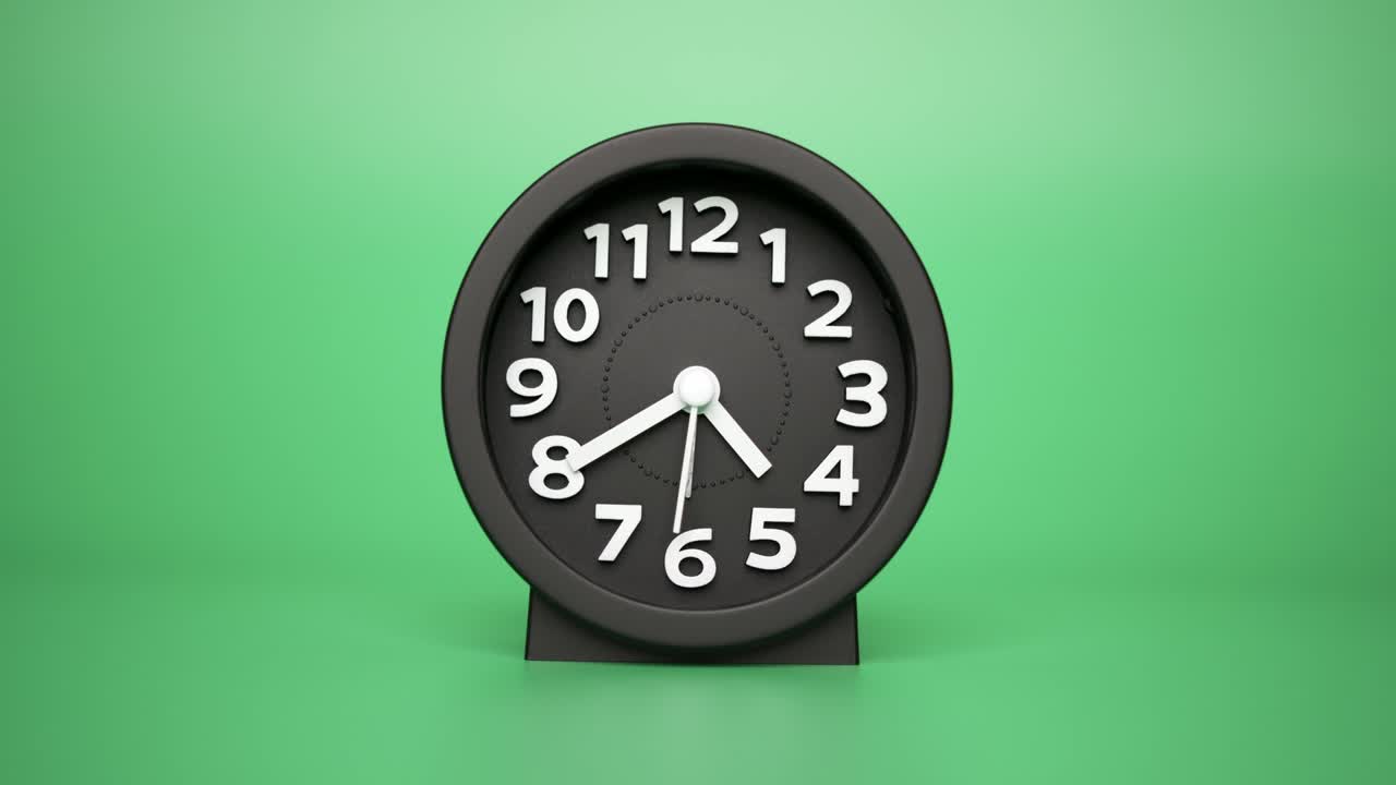 el reloj de alarma negro de lapso de tiempo muestra la rotación en el sentido de las agujas del reloj.