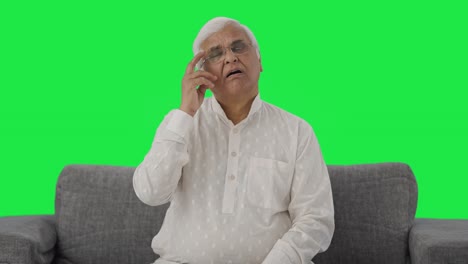 Confused-Indian-old-man-thinking-something-Green-screen