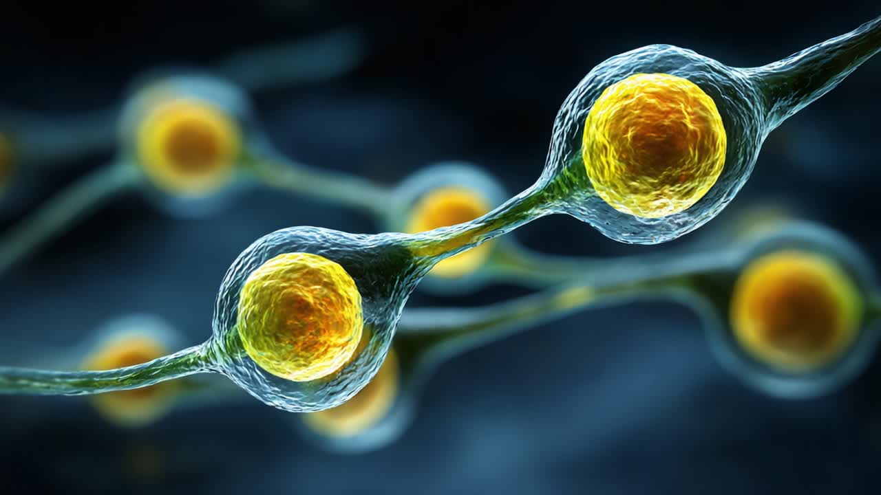 An Intricate View of Cellular Structures Highlighting the Connection Between Evolving Cells, Showcasing Their Unique Shapes and Interactions in a Microscopic World