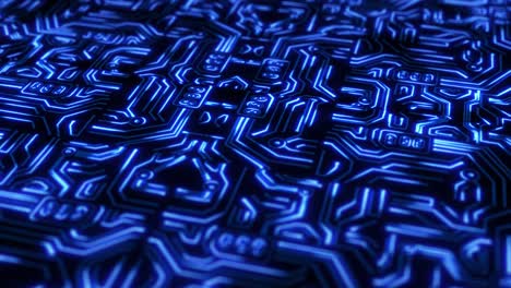 tecnología de circuitos de impresión de bucle 4k cibernética y animación futurista.