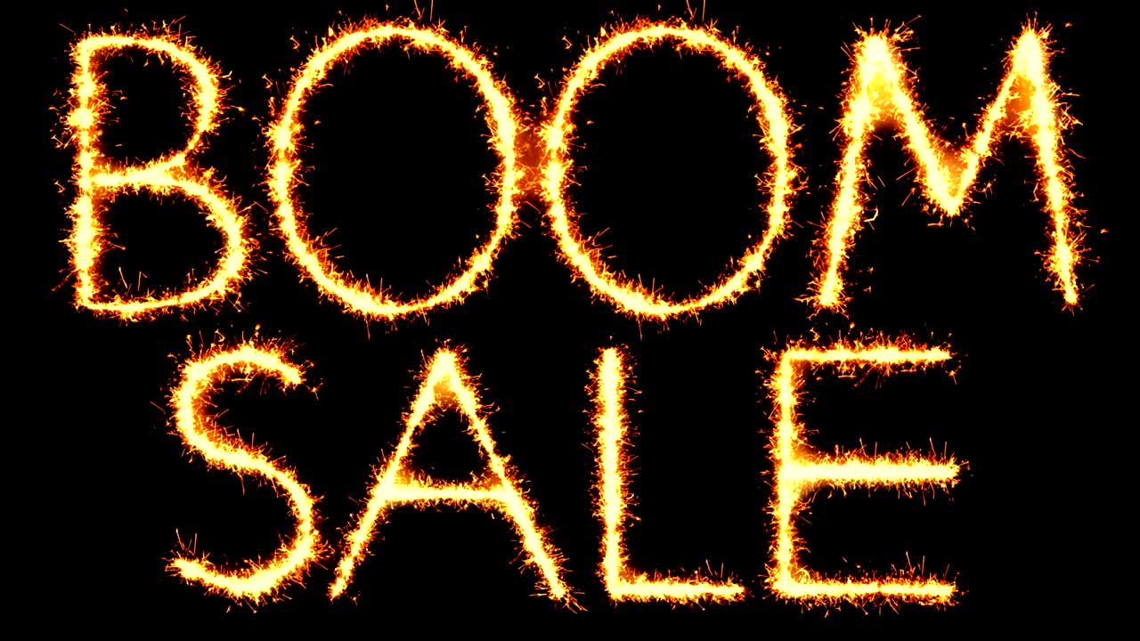 판매 텍스트 반이는 반이는 불꽃놀이 루프 애니메이션