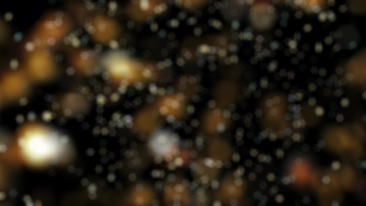 абстрактный фон движения блестящие золотые частицы. мерцающие сверкающие частицы с боке. новогодний и рождественский фон. бесшовная 4k петлевая видеоанимация