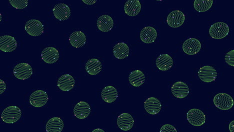 spiraling green circles float in air on black background