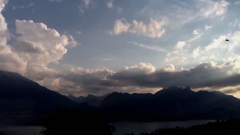 evening timelapse by lake thun in switzerland till sunset