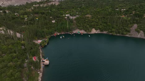 Serene-Upper-Kachura-Lake,-Skardu,-Pakistan,-Aerial-flyover