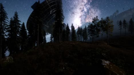 observatorio astronómico bajo las estrellas del cielo nocturno. hiperlapso