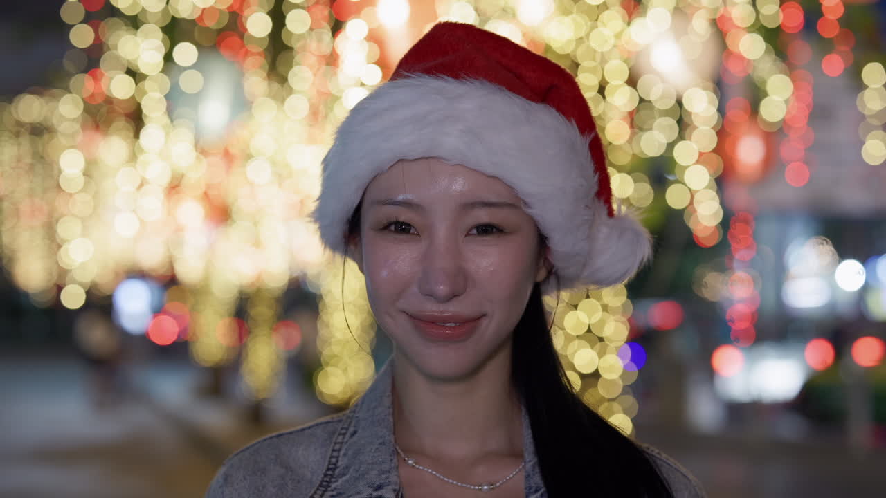 Woman in Christmas hat