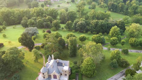 maymont park in richmond, virginia | aerial view over mansion and greenery | summer 2021